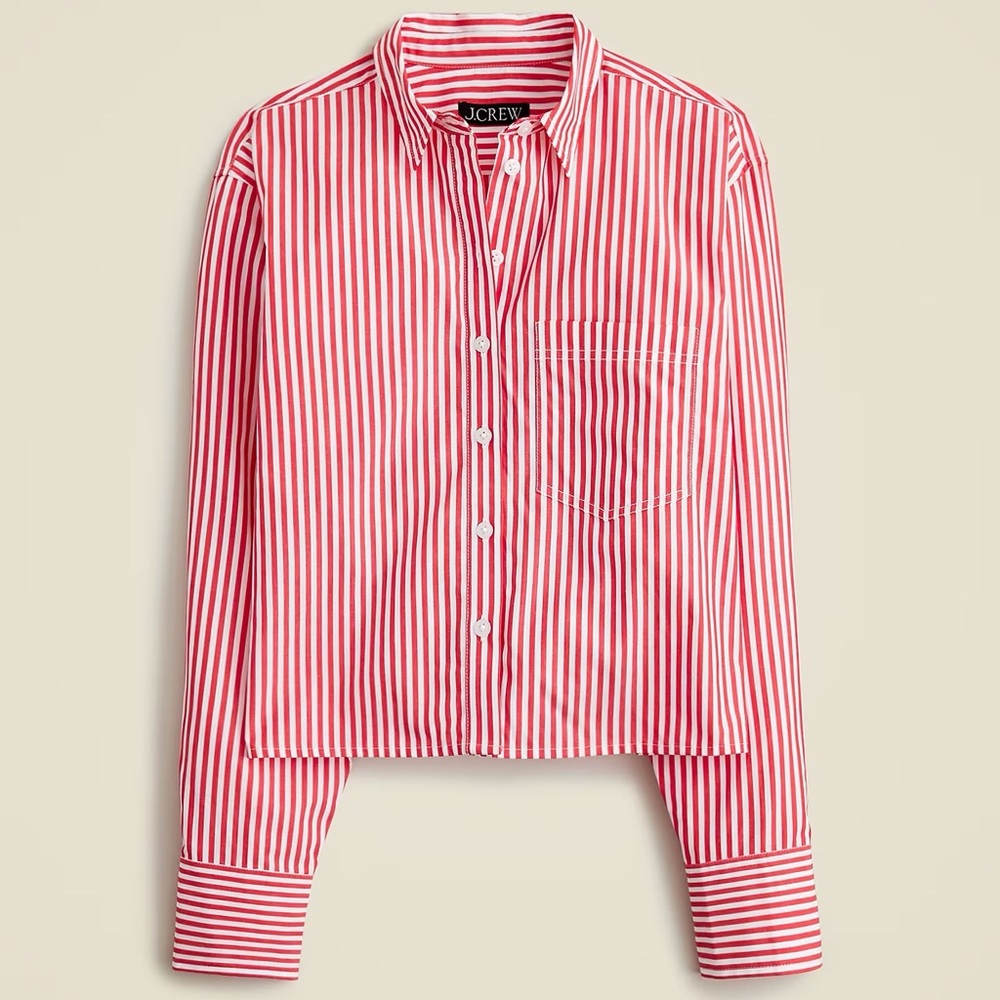 Women’s J. Crew Cropped button-up shirt in Bartram stripe